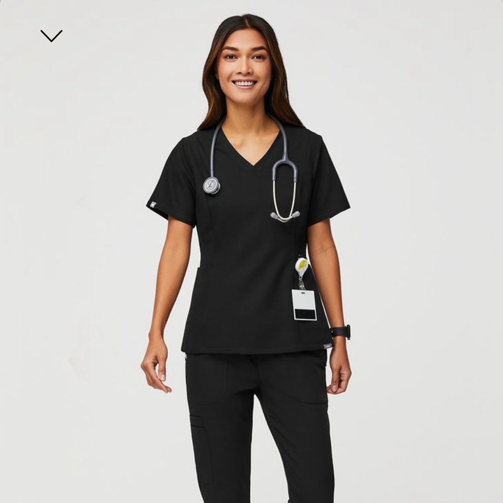 FIGS Black Amapa Scrub Top